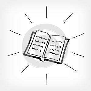 Drawing open book white background