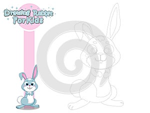 Drawing and Paint Cute Cartoon Rabbit. Educational Game for Kids. Vector Illustration With Cartoon Style Funny Animal
