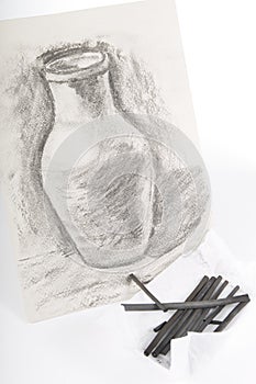 Drawing painted charcoal