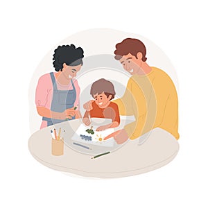 Drawing with parents abstract concept vector illustration.