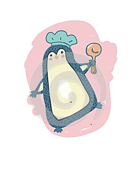 Drawing of a penguin with opal