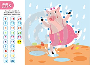 Drawing Pig in Rain Game Tutorial Hippo Printable Worksheet.