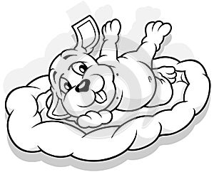 Drawing of a Puppy Lying in a Dog Bed