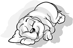 Drawing of a Puppy Sleeping on the Ground