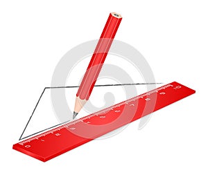 Drawing red ruler pencil