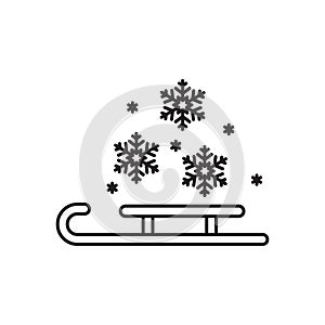 Drawing of Santa sleigh with lines on a light background. icon editable stroke, sign, symbol outline line