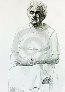 Drawing of a senior woman