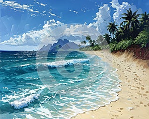 Drawing of a serene beach scene