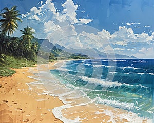 Drawing of a serene beach scene