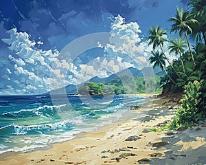 Drawing of a serene beach scene