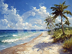 Drawing of a serene beach scene