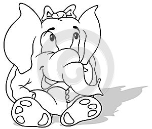 Drawing of a Sitting Elephant Holding a Heart