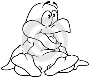 Drawing of a Sitting Penguin