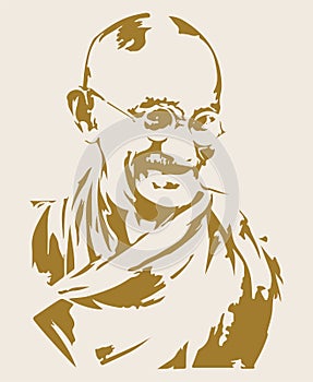 Sketch of Father of India or Father of the Nation Mahatma Gandhiji Outline Editable Illustration