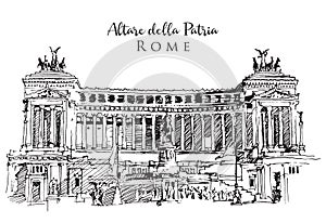 Drawing sketch illustration of the Altar of the Fatherland in Rome photo