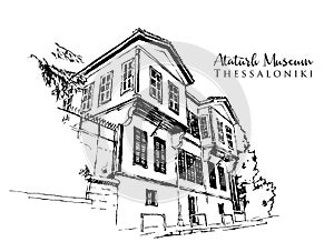 Drawing sketch illustration of the Ataturk Museum