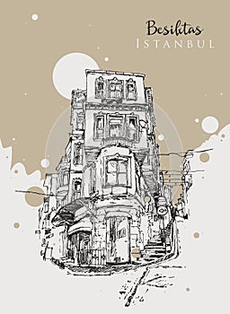 Drawing sketch illustration of Besiktas, Istanbul
