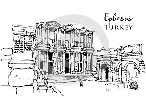 Drawing sketch illustration of Ephesus