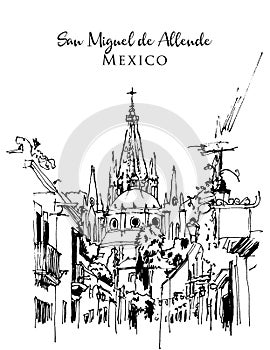 Parroquia Archangel Church in Aldama Street, San Miguel de Allende, Mexico photo