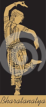 Sketch of Lady doing Bharatanatyam Silhouette Graphic Vector Editable Illustration photo