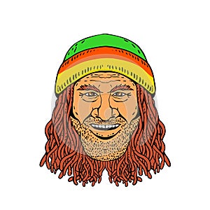 Rastafarian Head Front Drawing Color photo