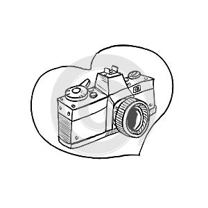 Vintage 35mm SLR Camera Heart Drawing