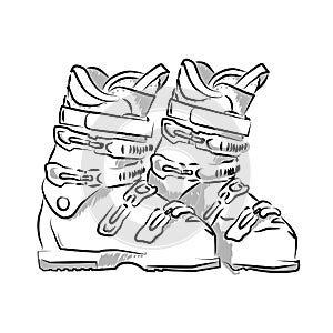 Drawing of ski boots