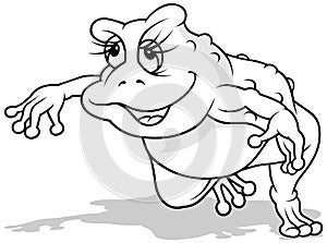 Drawing of a Smiling Dancing Frog
