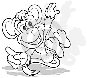 Drawing of a Smiling Jumping Monkey