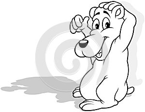 Drawing of a Smiling Polar Bear with Raised Paws