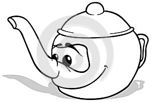 Drawing of a Smiling Teapot with a Face