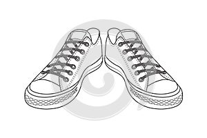 Drawing of sports shoes. youth easy footwear