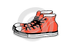 Drawing of sports shoes. youth easy footwear