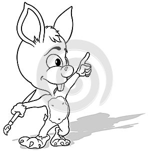 Drawing of a Standing Bunny with a Brush in his Paw