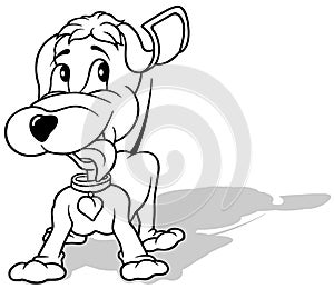 Drawing of a Standing Cute Doggy with Tongue Out