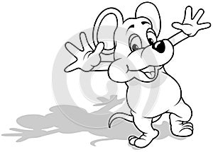 Drawing of a Standing Mouse with Paws Up