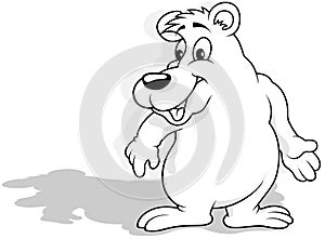 Drawing of a Standing Polar Bear with a Smiling Face