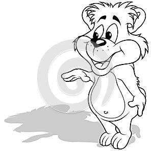 Drawing of a Standing Teddy Bear Waving its Paw