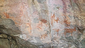 Drawing on the stone at Tsodilo hills in Botswana