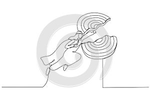 Drawing of Super arab businessman Flying Through and Breaking Target. Metaphor for Business Success and Leadership Concept. Single