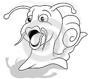 Drawing of a Surprised Water Snail with its Mouth Open