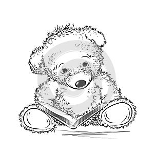 Drawing Teddy Bear with book