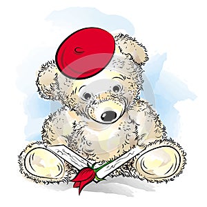 Drawing Teddy Bear with book
