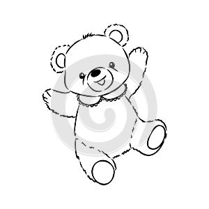 Drawing Teddy bear isolated on a white background teddy bear, vector sketch