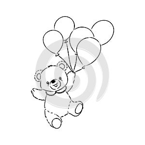 Drawing Teddy bear isolated on a white background teddy bear, vector sketch