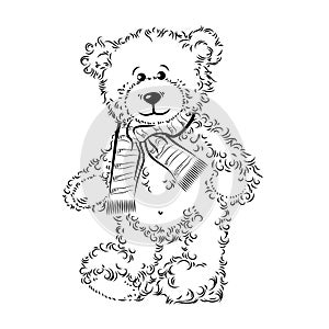 Drawing Teddy Bear with scarf