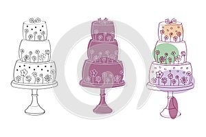 Drawing of a three tiered cake