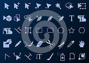 drawing tool icon set art