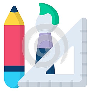 drawing tools flat icon , photography and digital art flat vector icon