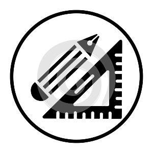 Drawing tools icon, black geometry equipment